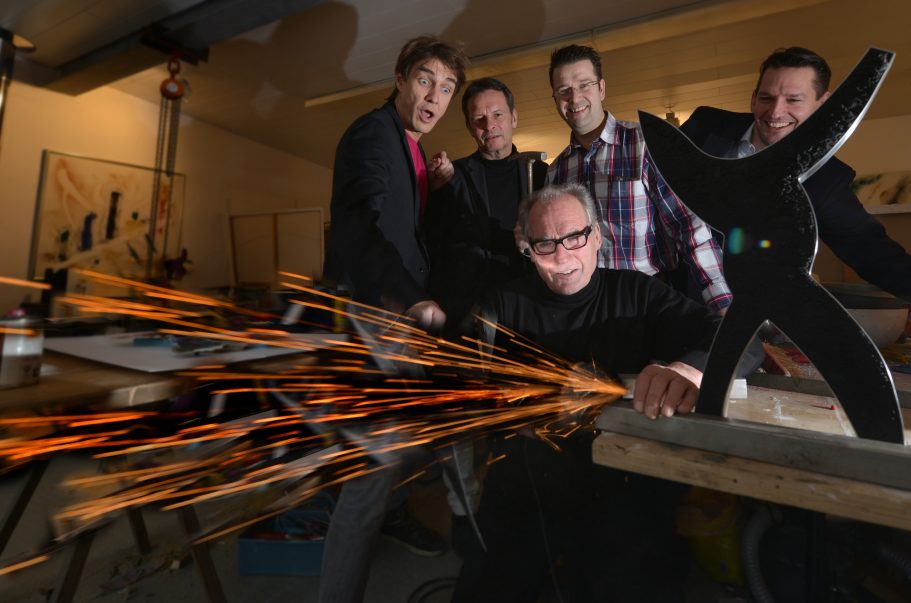 Matze Knop li. im Atelier Schriewer